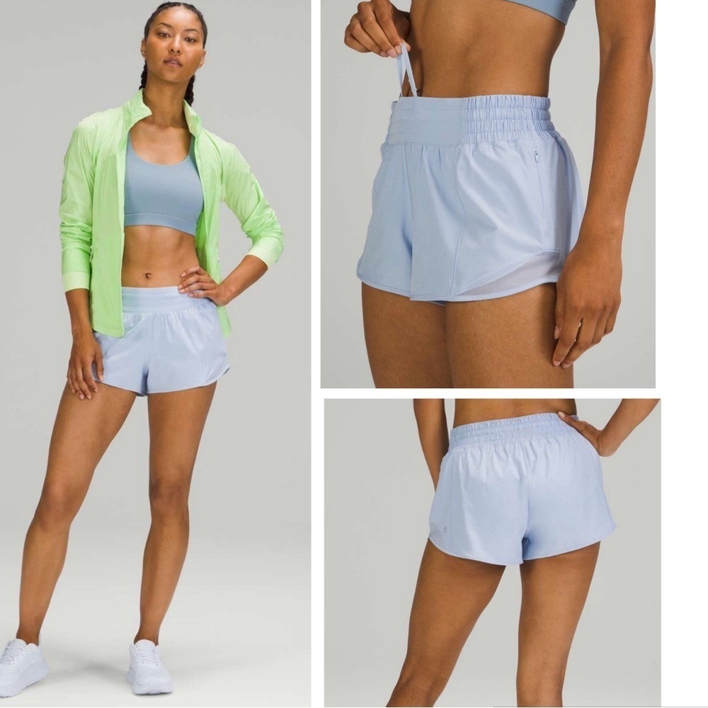 Lululemon Hotty Hot Shorts Pastel Blue Purple Low Rise Linen size 6